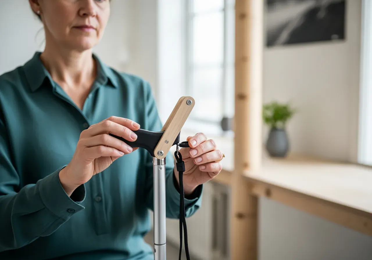 Fällbar och utdragbar käpp guide