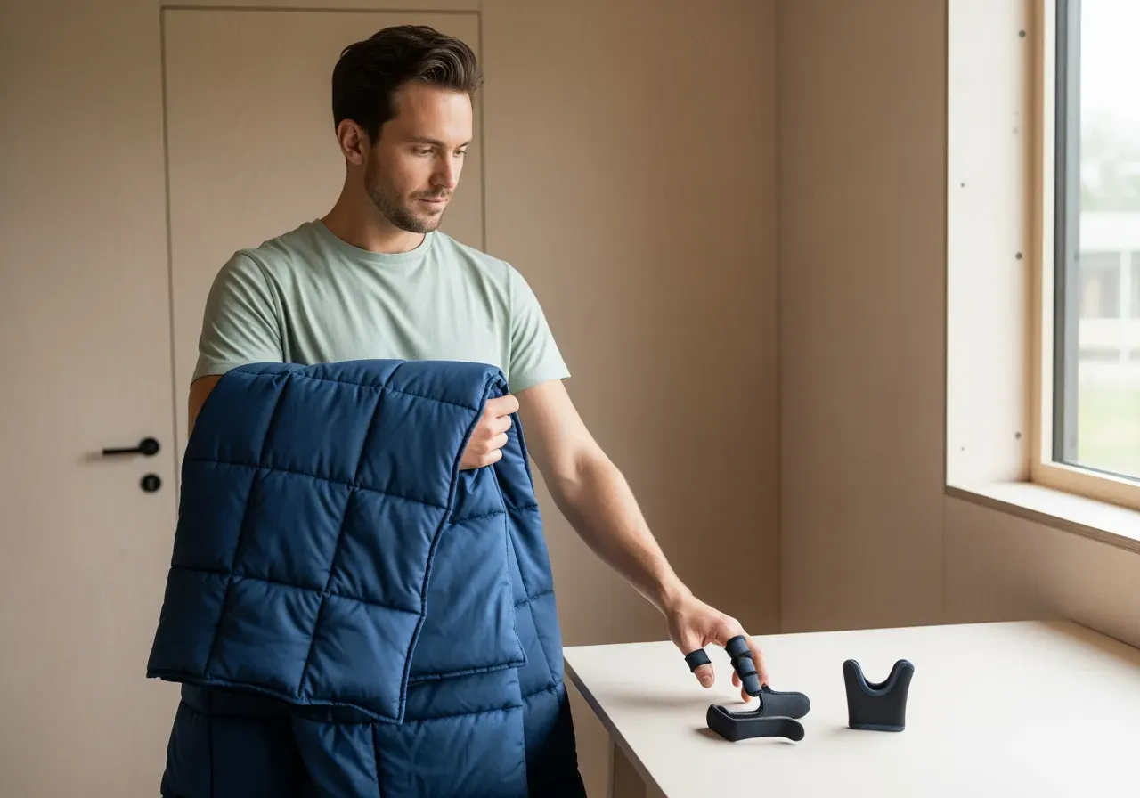 Guide till fingerstöd tumskydd och tyngdtäcke