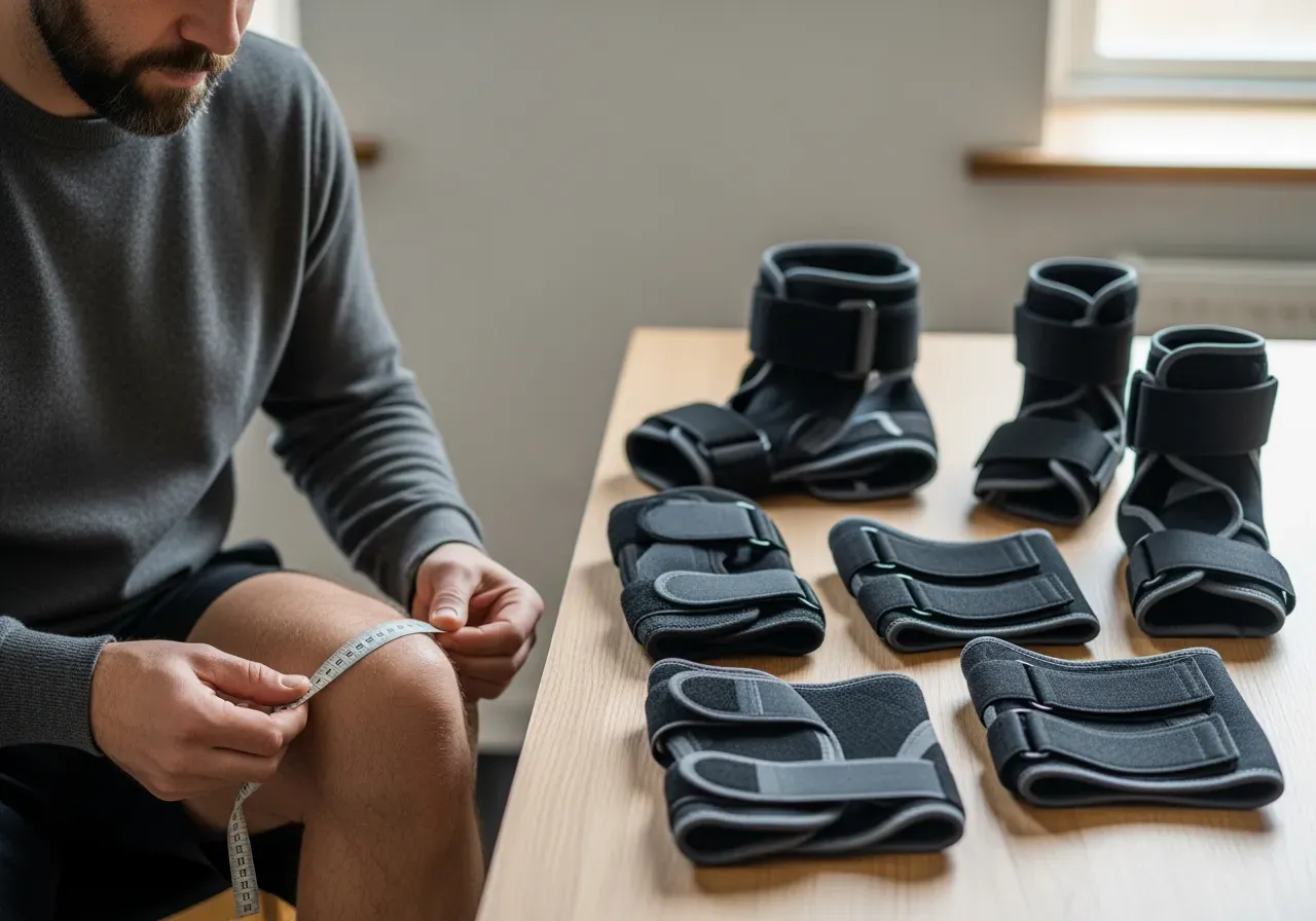 Storlekar för knäband och fotledsstöd