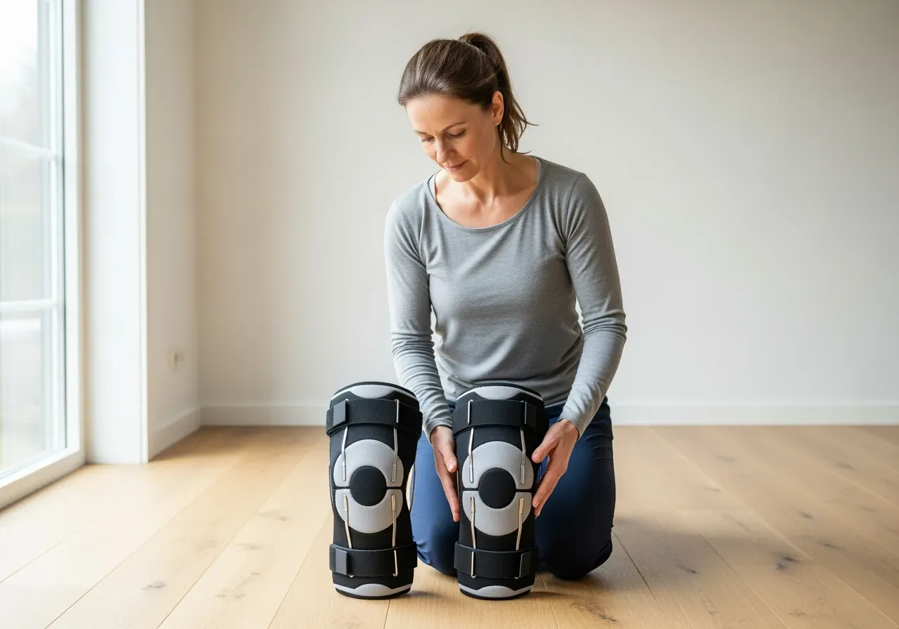 Knäskydd med skenor för stabilitet