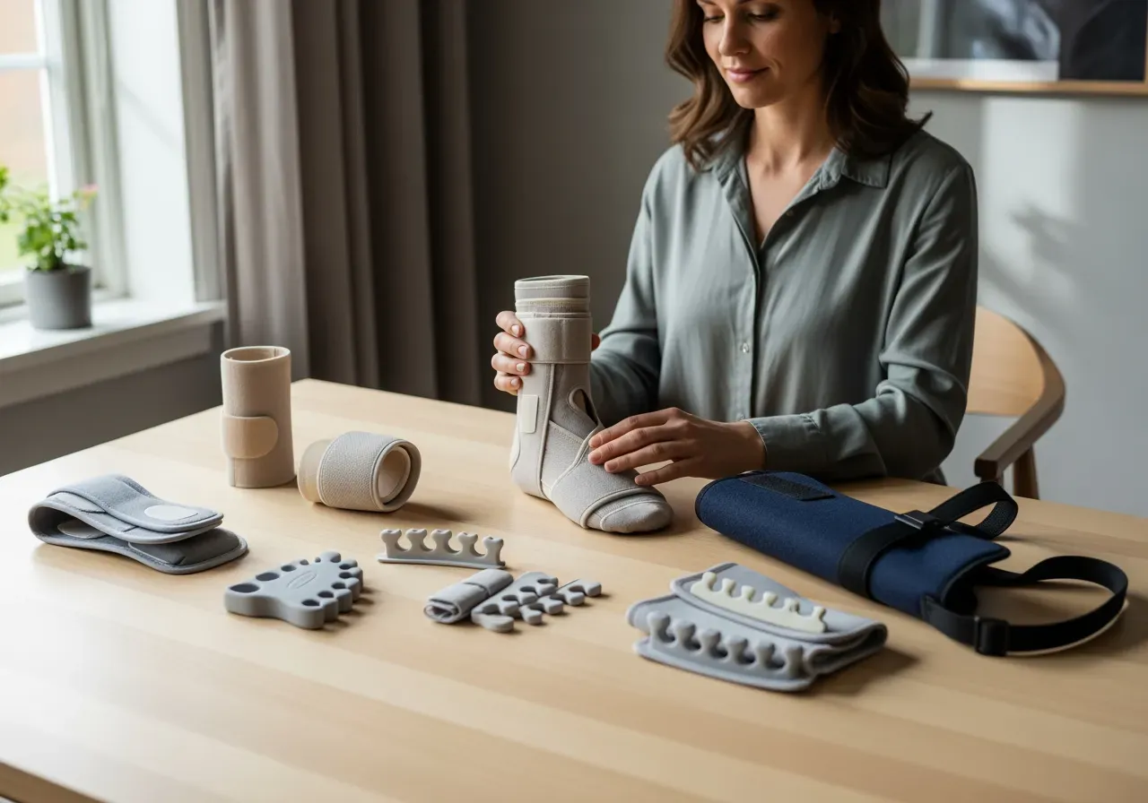 Stöd och tillbehör för fotled arm och tå