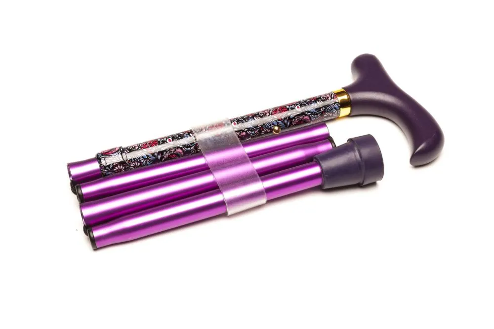 Fällbar stock i aluminium - pärlemorlila