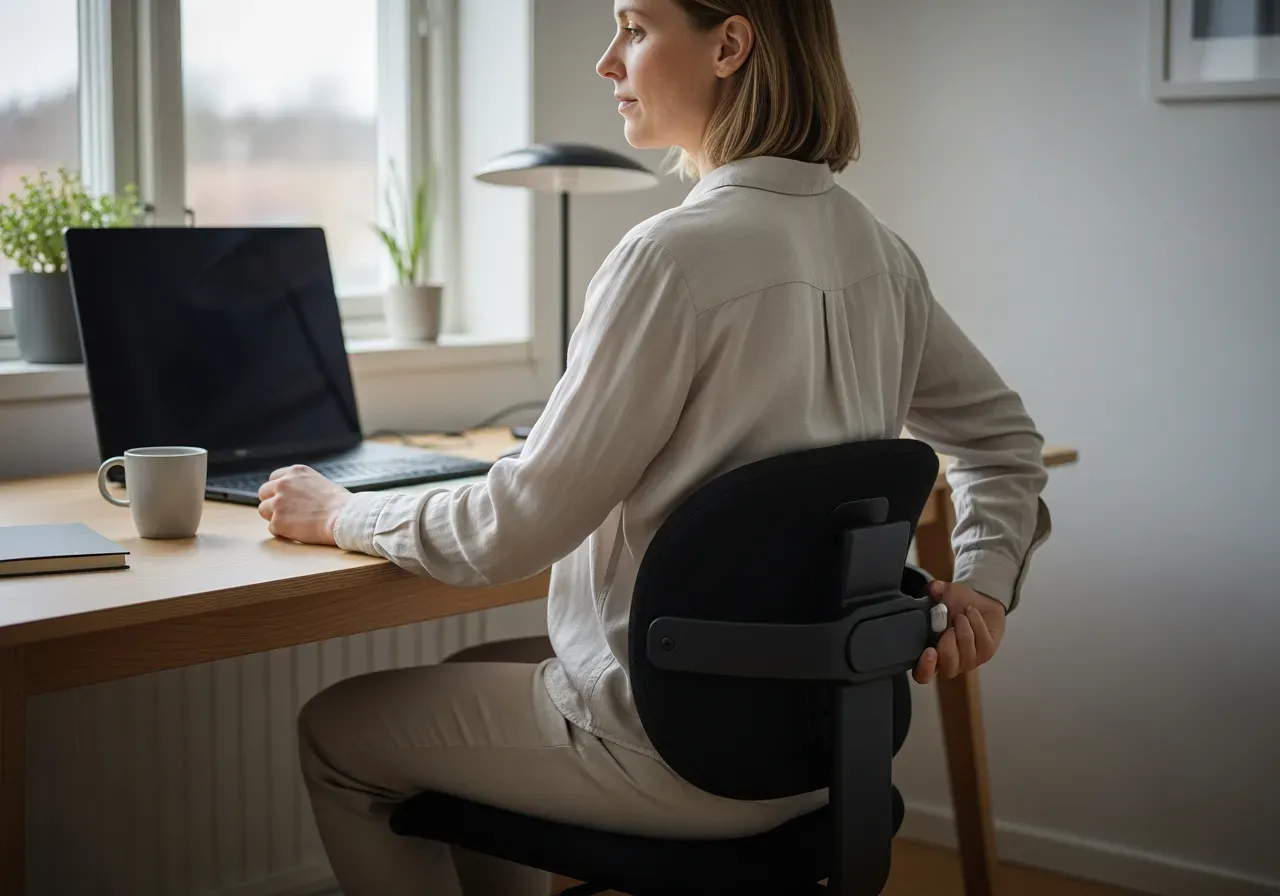 Justerbart ländryggsstöd vid skrivbord