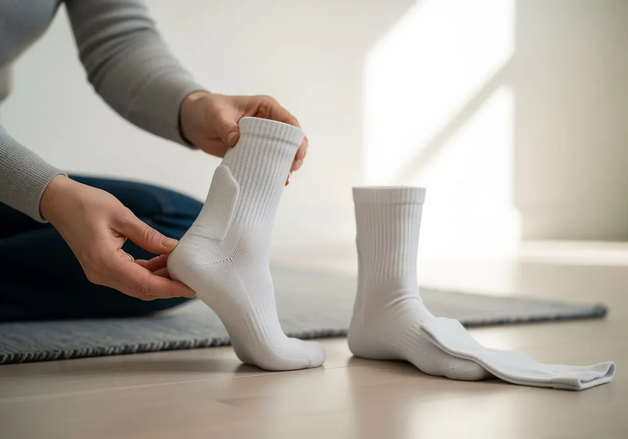 Avlastande strumpor vid hälsporre