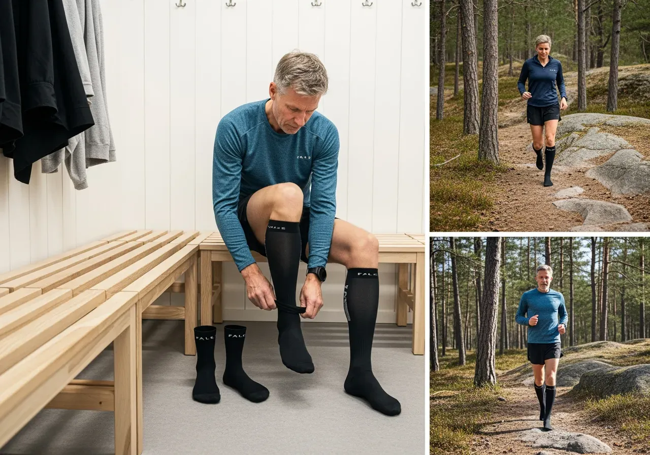 Falke kompressionsstrumpor för löpning herr