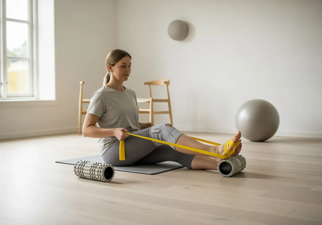 Hemrehab för knä med hjälpmedel