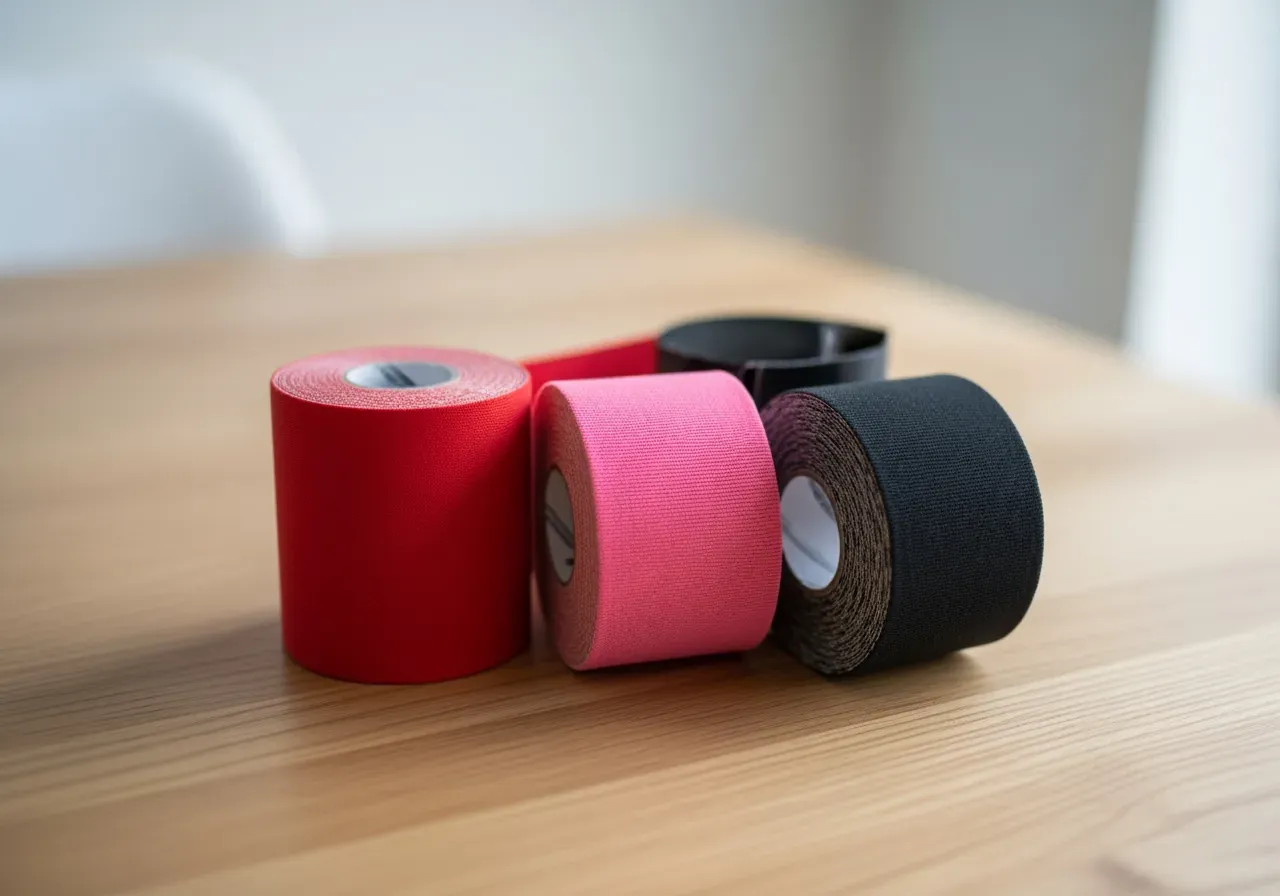 Kinesiotejp röd rosa och svart
