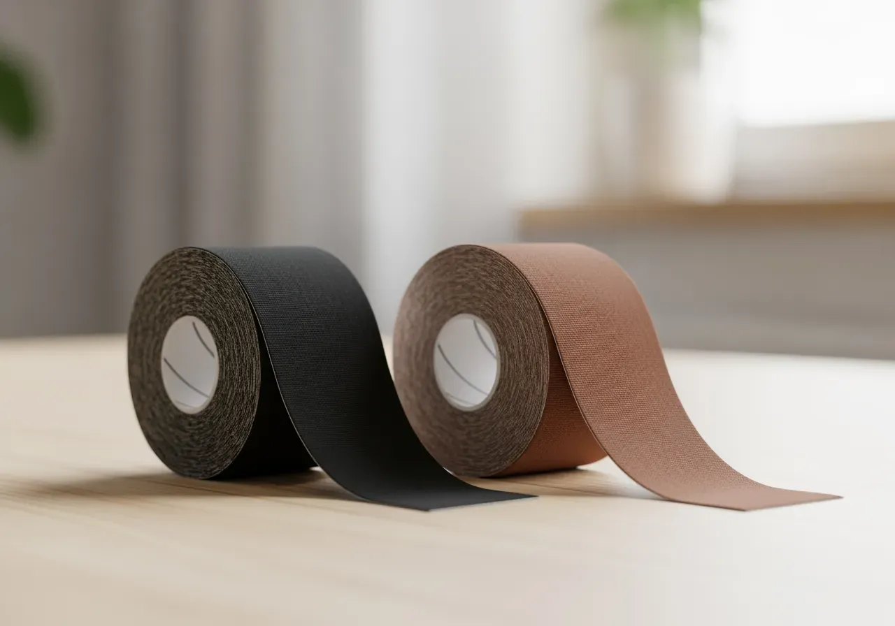 Diskret kinesiotejp i svart och brun