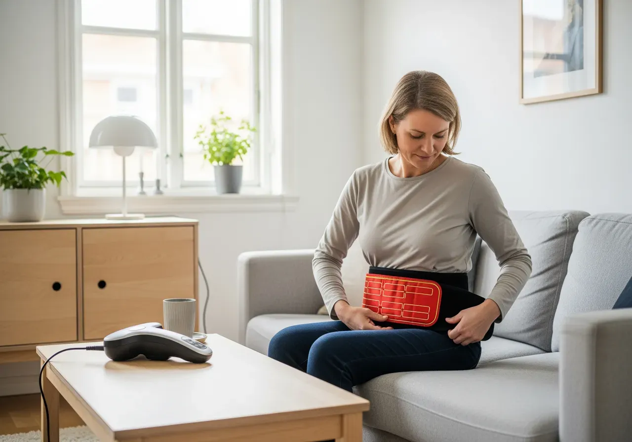 Massageapparat och värmebälte hemma